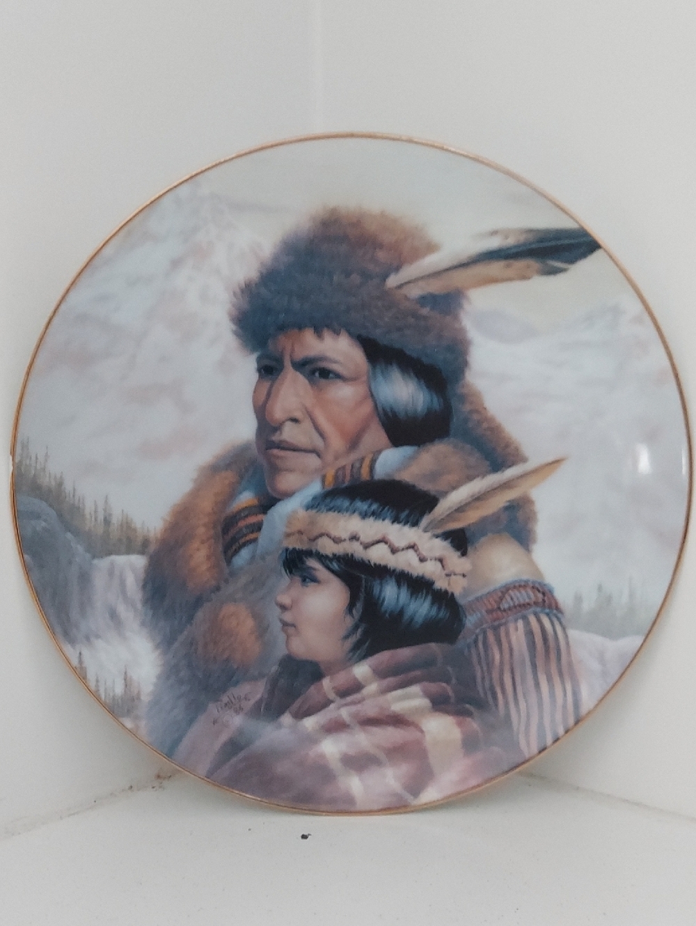 Decorative Native Heritage Collector Plate in Brown and Tan